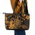 Hawaii King Kamehameha Day Leather Tote Bag Polynesian Pattern Mix Hibiscus Gold