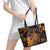 Hawaii King Kamehameha Day Leather Tote Bag Polynesian Pattern Mix Hibiscus Gold