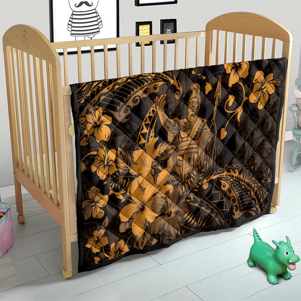 Hawaii King Kamehameha Day Quilt Polynesian Pattern Mix Hibiscus Gold