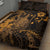 Hawaii King Kamehameha Day Quilt Bed Set Polynesian Pattern Mix Hibiscus Gold