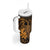 Hawaii King Kamehameha Day Tumbler With Handle Polynesian Pattern Mix Hibiscus Gold