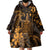 Hawaii King Kamehameha Day Wearable Blanket Hoodie Polynesian Pattern Mix Hibiscus Gold