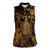 Hawaii King Kamehameha Day Women Sleeveless Polo Shirt Polynesian Pattern Mix Hibiscus Gold