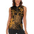 Hawaii King Kamehameha Day Women Sleeveless Polo Shirt Polynesian Pattern Mix Hibiscus Gold