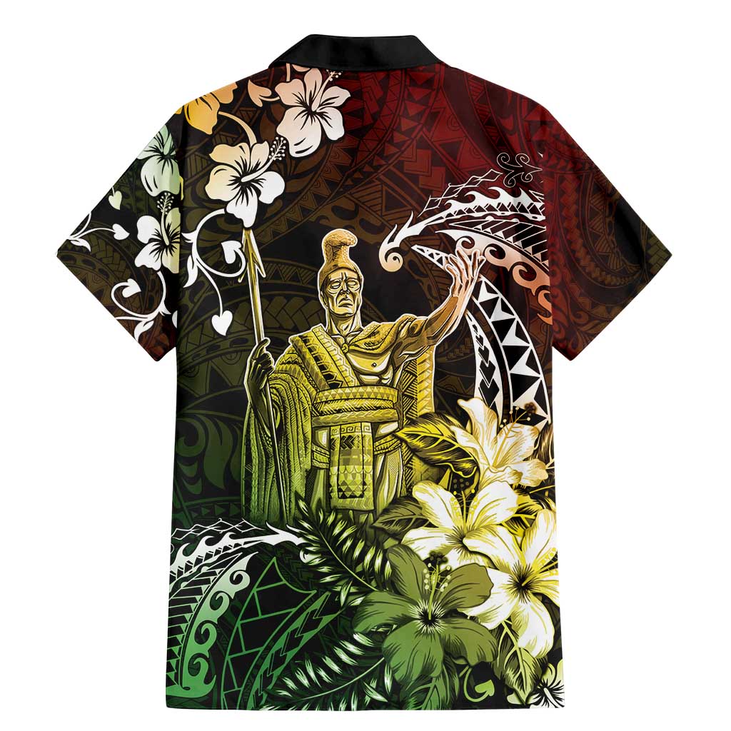 Hawaii King Kamehameha Day Family Matching Mermaid Dress and Hawaiian Shirt Polynesian Pattern Mix Hibiscus Reggae