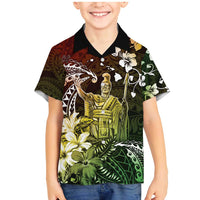 Hawaii King Kamehameha Day Family Matching Mermaid Dress and Hawaiian Shirt Polynesian Pattern Mix Hibiscus Reggae