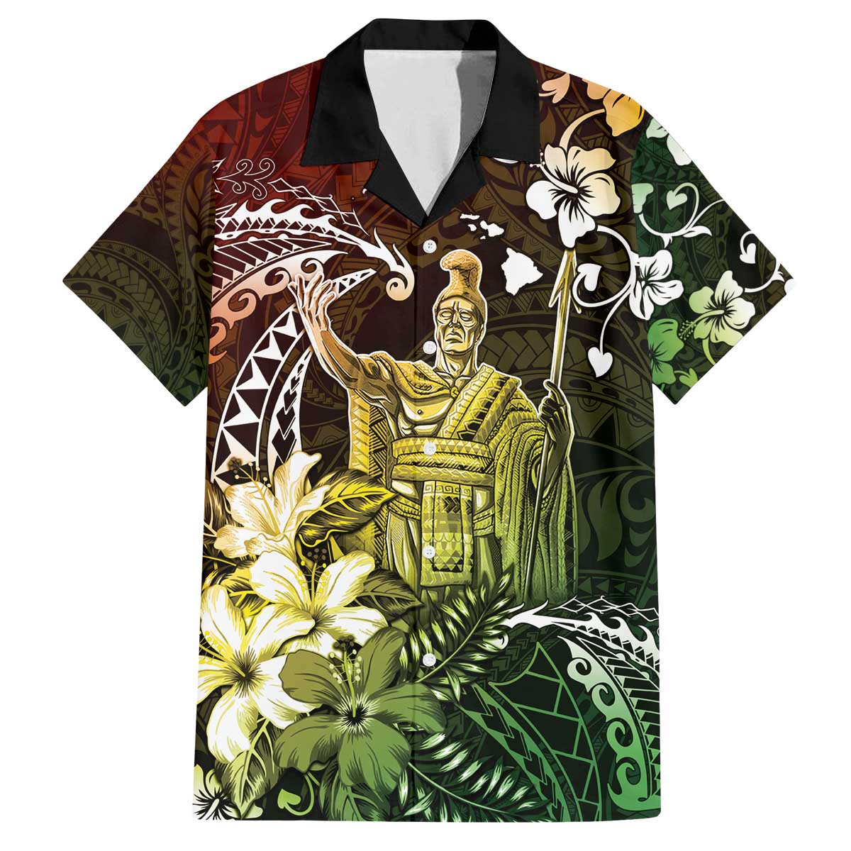 Hawaii King Kamehameha Day Family Matching Off The Shoulder Long Sleeve Dress and Hawaiian Shirt Polynesian Pattern Mix Hibiscus Reggae