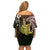 Hawaii King Kamehameha Day Family Matching Off Shoulder Short Dress and Hawaiian Shirt Polynesian Pattern Mix Hibiscus Reggae