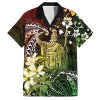 Hawaii King Kamehameha Day Family Matching Puletasi and Hawaiian Shirt Polynesian Pattern Mix Hibiscus Reggae