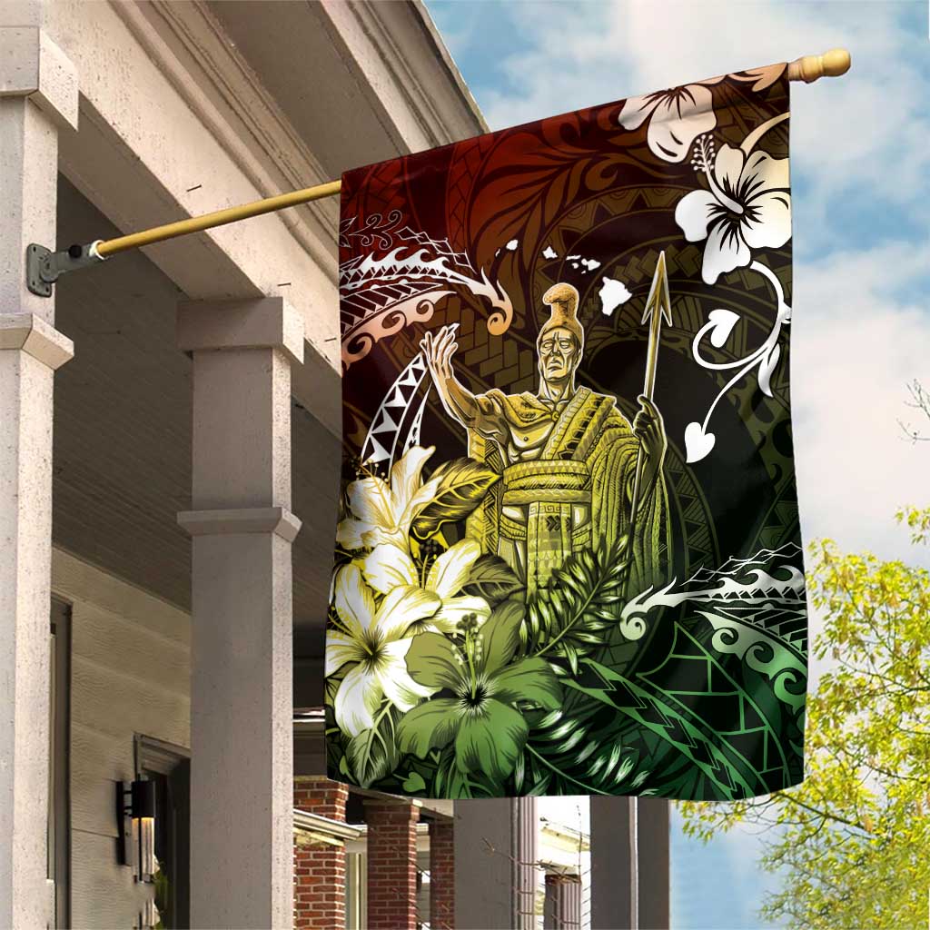 Hawaii King Kamehameha Day Garden Flag Polynesian Pattern Mix Hibiscus Reggae LT05 House Flag Reggae - Polynesian Pride