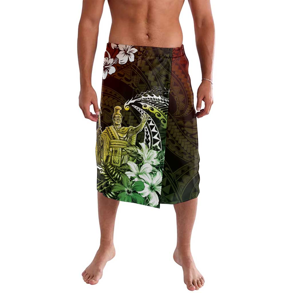 Hawaii King Kamehameha Day Lavalava Polynesian Pattern Mix Hibiscus Reggae