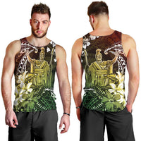 Hawaii King Kamehameha Day Men Tank Top Polynesian Pattern Mix Hibiscus Reggae