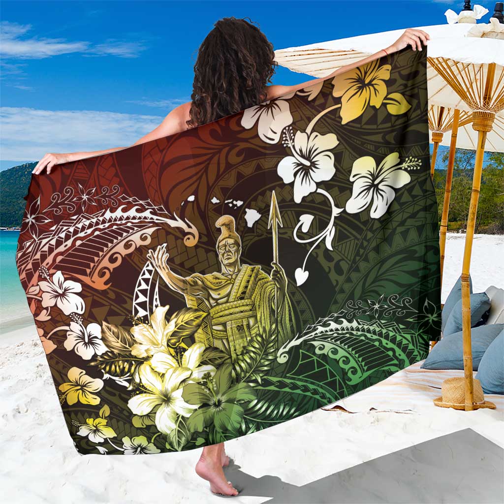 Hawaii King Kamehameha Day Sarong Polynesian Pattern Mix Hibiscus Reggae