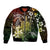 Hawaii King Kamehameha Day Sleeve Zip Bomber Jacket Polynesian Pattern Mix Hibiscus Reggae