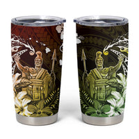 Hawaii King Kamehameha Day Tumbler Cup Polynesian Pattern Mix Hibiscus Reggae