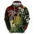 Hawaii King Kamehameha Day Zip Hoodie Polynesian Pattern Mix Hibiscus Reggae