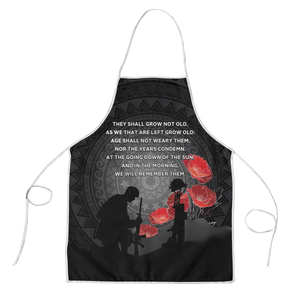 Cook Islands ANZAC Day Apron Soldier Silhouette Remembrance LT05 Black - Polynesian Pride