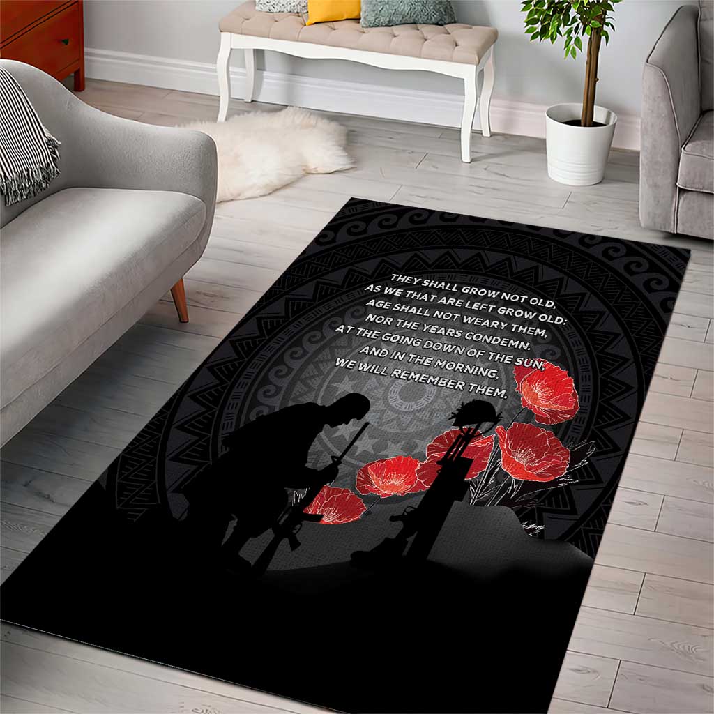 Cook Islands ANZAC Day Area Rug Soldier Silhouette Remembrance