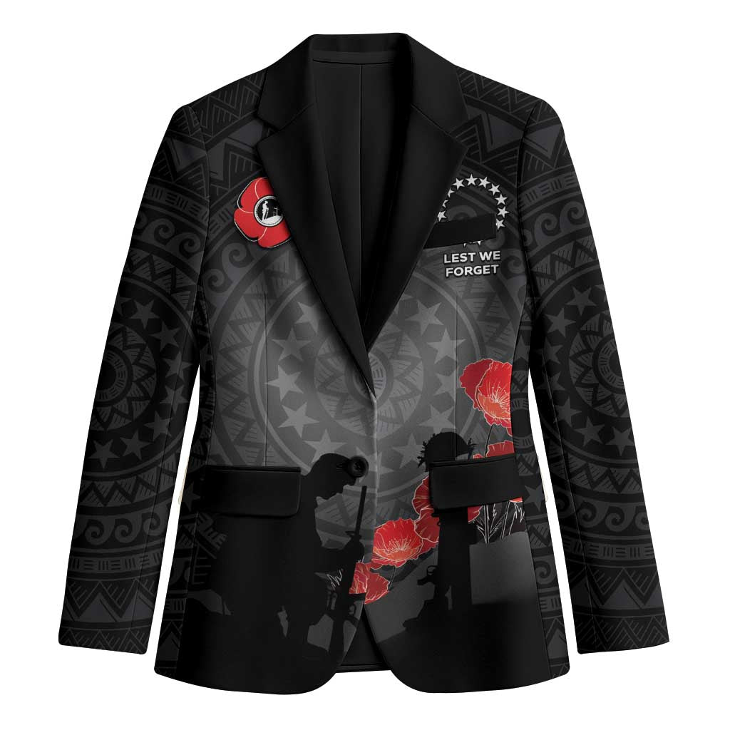 Cook Islands ANZAC Day Blazer Soldier Silhouette Remembrance LT05 Unisex Black - Polynesian Pride