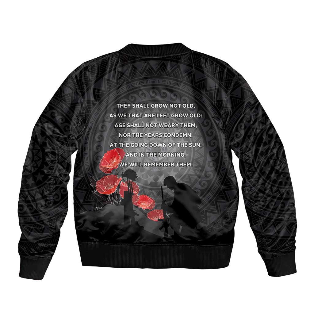 Cook Islands ANZAC Day Bomber Jacket Soldier Silhouette Remembrance LT05 - Polynesian Pride