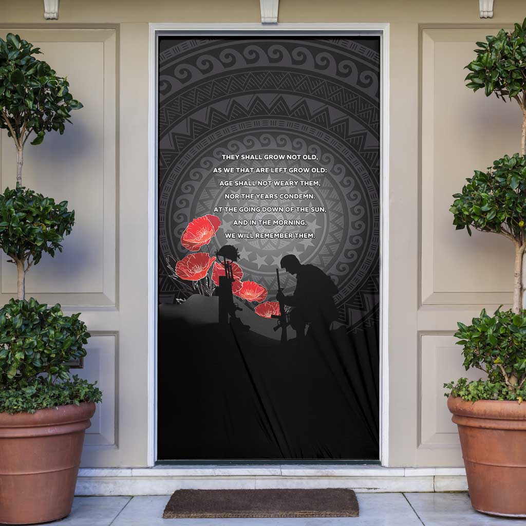 Cook Islands ANZAC Day Door Cover Soldier Silhouette Remembrance LT05 Black - Polynesian Pride