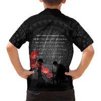 Cook Islands ANZAC Day Family Matching Off Shoulder Short Dress and Hawaiian Shirt Soldier Silhouette Remembrance LT05 - Polynesian Pride