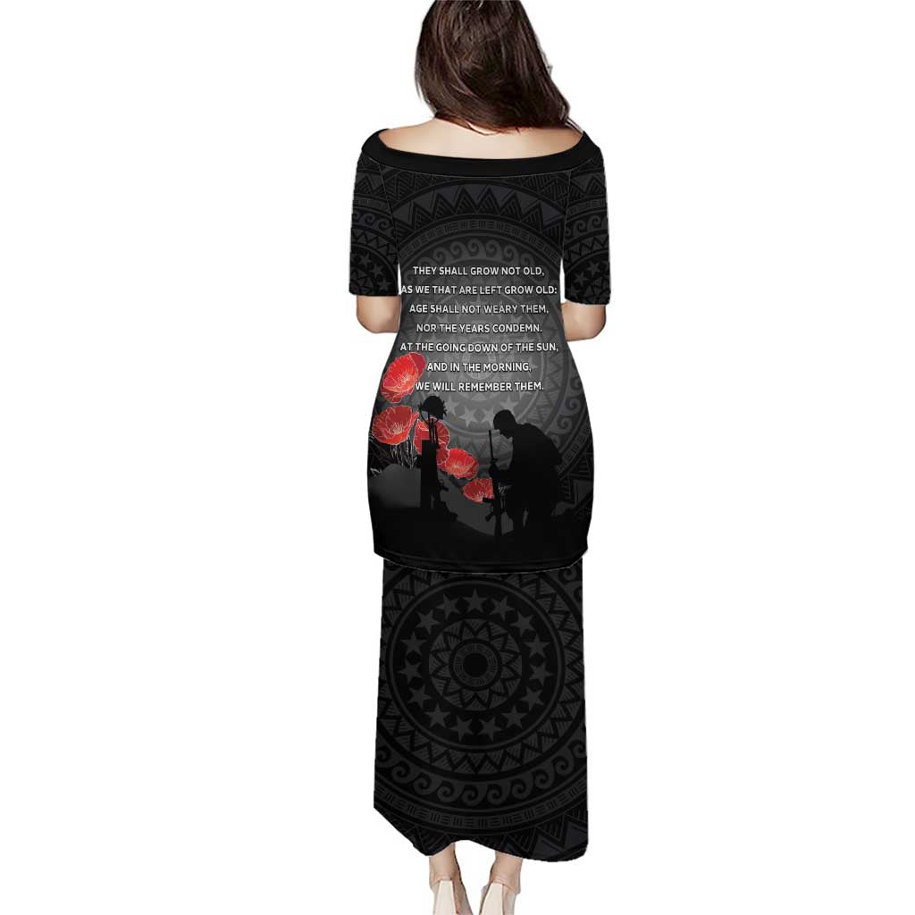 Cook Islands ANZAC Day Family Matching Puletasi and Hawaiian Shirt Soldier Silhouette Remembrance