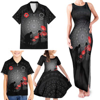 Cook Islands ANZAC Day Family Matching Tank Maxi Dress and Hawaiian Shirt Soldier Silhouette Remembrance LT05 - Polynesian Pride