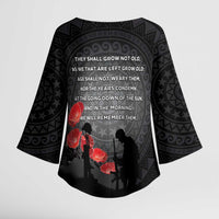 Cook Islands ANZAC Day Kimono Sleeve Blouse Soldier Silhouette Remembrance