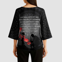 Cook Islands ANZAC Day Kimono Sleeve Blouse Soldier Silhouette Remembrance