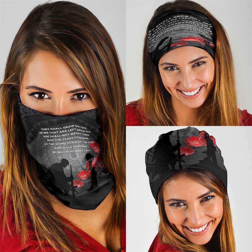 Cook Islands ANZAC Day Neck Gaiter Soldier Silhouette Remembrance LT05 - Polynesian Pride
