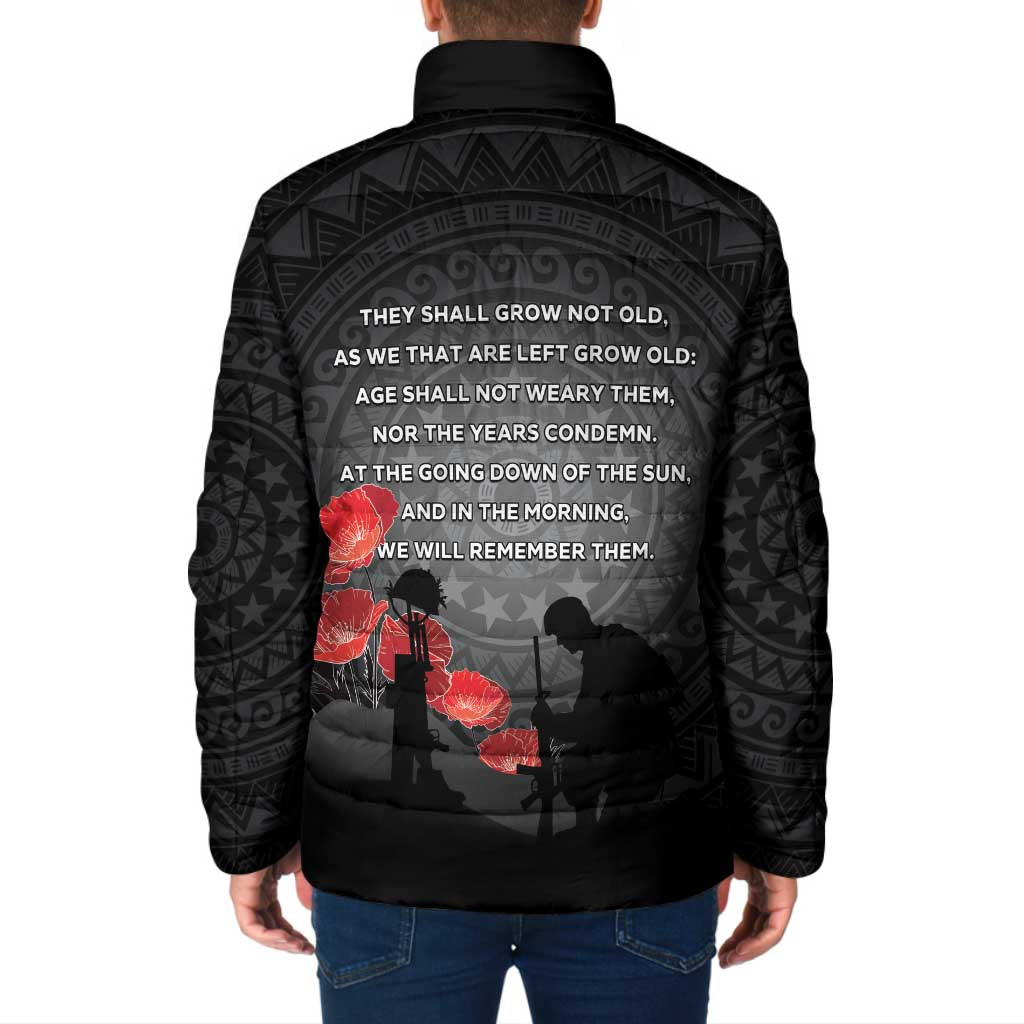 Cook Islands ANZAC Day Padded Jacket Soldier Silhouette Remembrance LT05 - Polynesian Pride