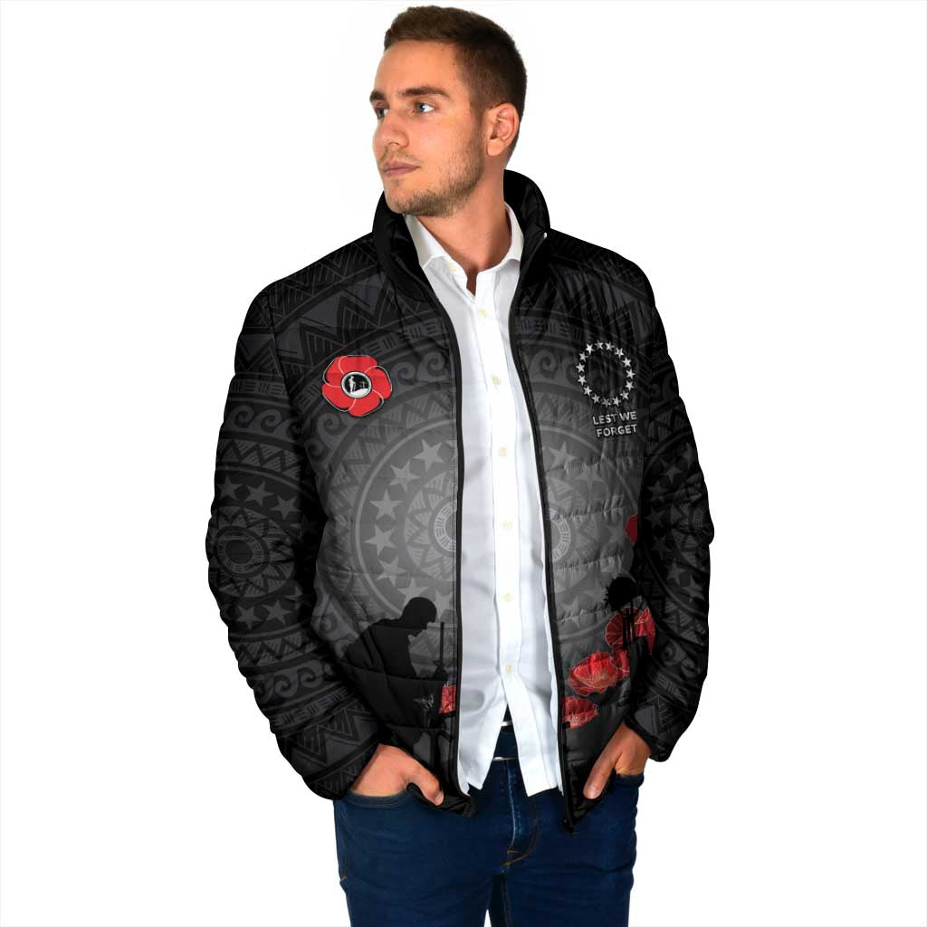 Cook Islands ANZAC Day Padded Jacket Soldier Silhouette Remembrance LT05 - Polynesian Pride