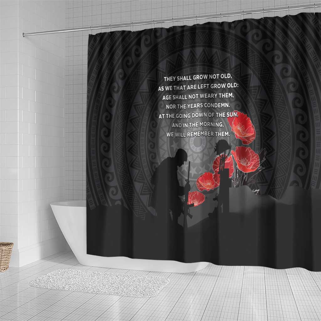 Cook Islands ANZAC Day Shower Curtain Soldier Silhouette Remembrance LT05 - Polynesian Pride