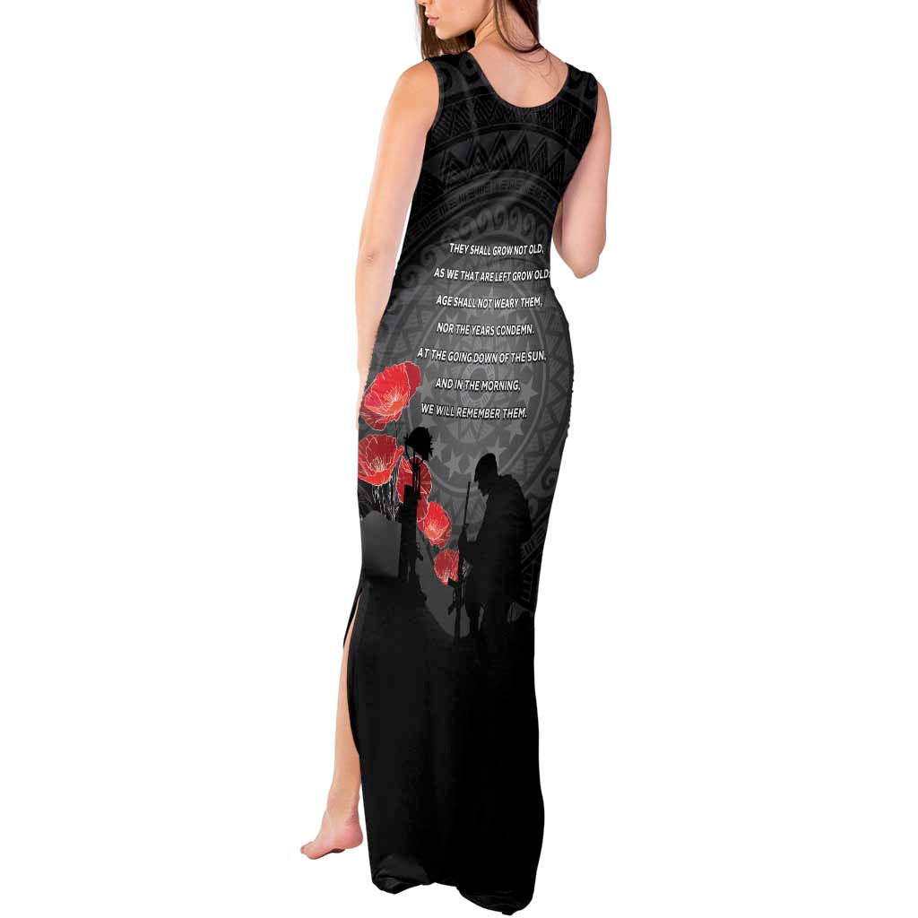 Cook Islands ANZAC Day Tank Maxi Dress Soldier Silhouette Remembrance LT05 - Polynesian Pride