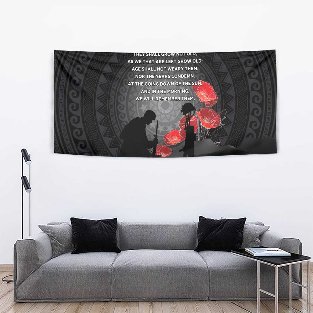 Cook Islands ANZAC Day Tapestry Soldier Silhouette Remembrance LT05 - Polynesian Pride