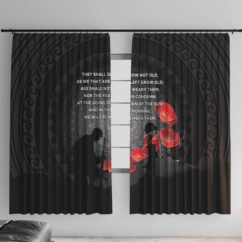 Cook Islands ANZAC Day Window Curtain Soldier Silhouette Remembrance