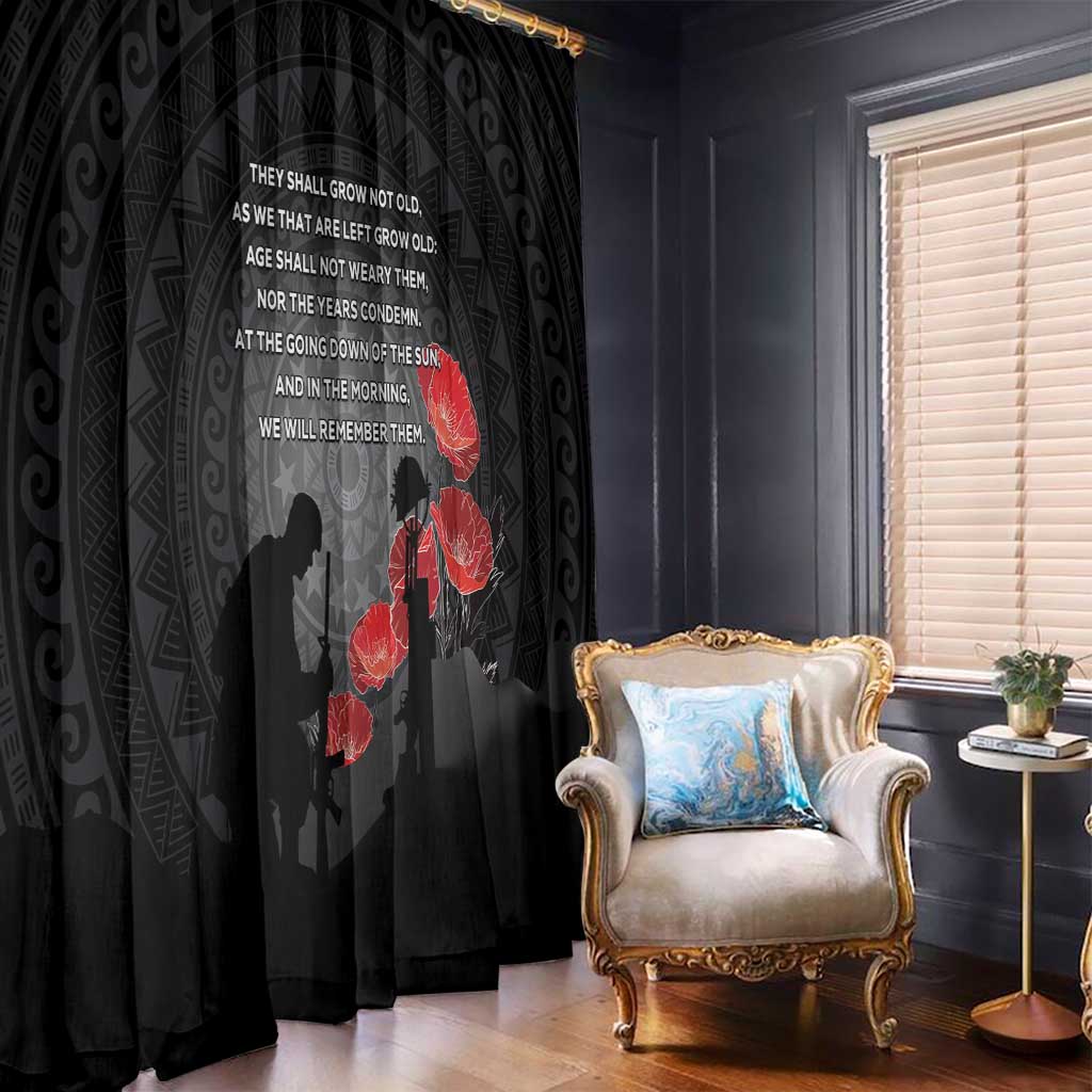 Cook Islands ANZAC Day Window Curtain Soldier Silhouette Remembrance