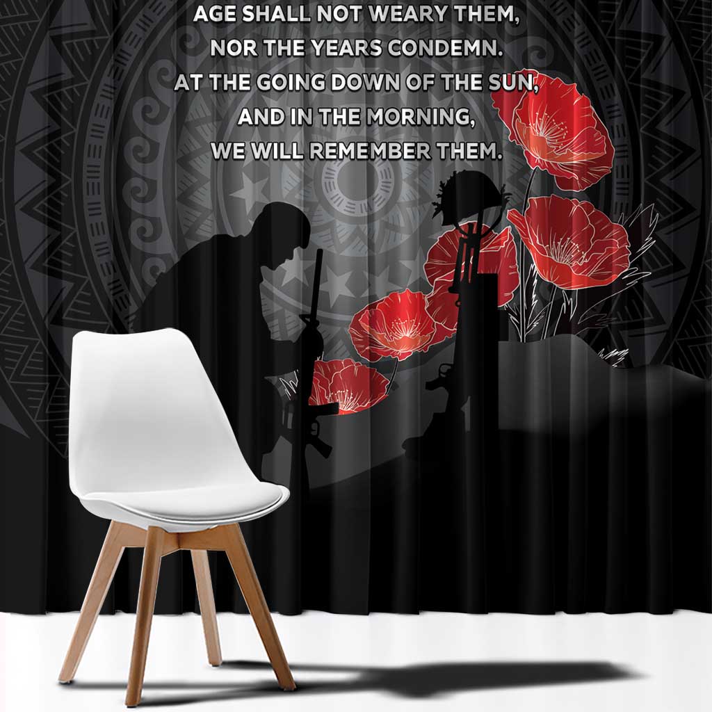 Cook Islands ANZAC Day Window Curtain Soldier Silhouette Remembrance