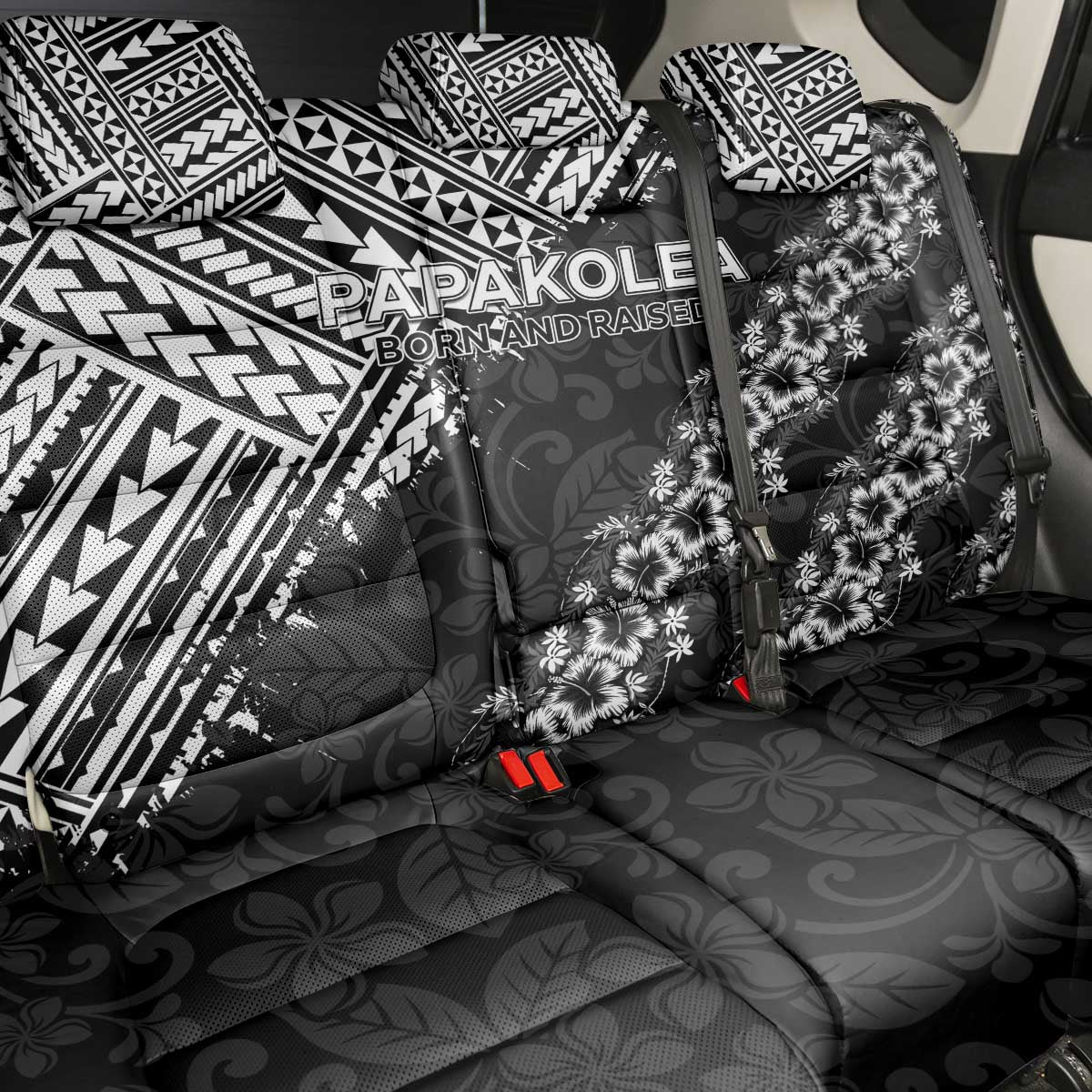 Hawaii Papakolea Born And Raised Back Car Seat Cover Hawaiian Tribal Pattern LT05 - Polynesian Pride