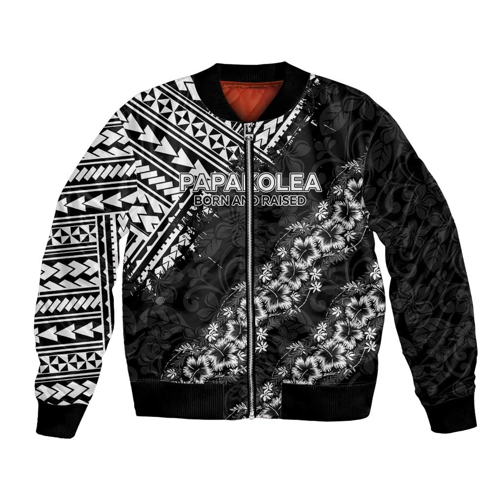 Hawaii Papakolea Born And Raised Bomber Jacket Hawaiian Tribal Pattern LT05 Unisex Black - Polynesian Pride