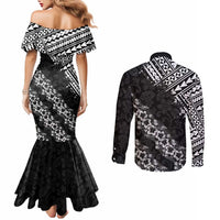 Hawaii Papakolea Born And Raised Couples Matching Mermaid Dress and Long Sleeve Button Shirt Hawaiian Tribal Pattern