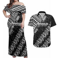 Hawaii Papakolea Born And Raised Couples Matching Off Shoulder Maxi Dress and Hawaiian Shirt Hawaiian Tribal Pattern