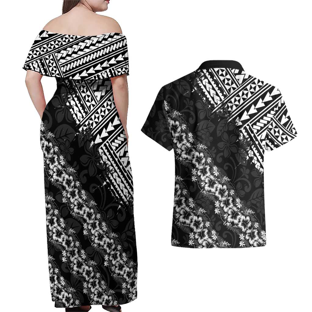 Hawaii Papakolea Born And Raised Couples Matching Off Shoulder Maxi Dress and Hawaiian Shirt Hawaiian Tribal Pattern