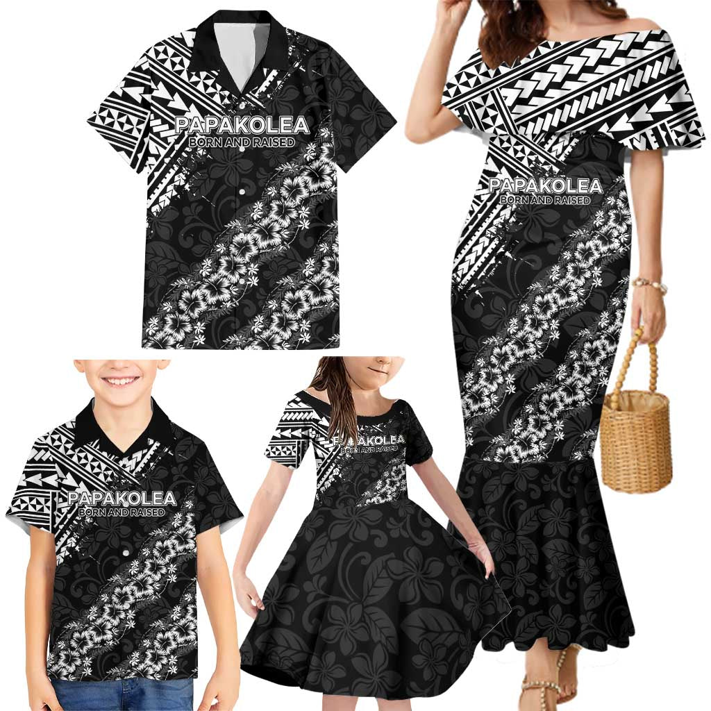Hawaii Papakolea Born And Raised Family Matching Mermaid Dress and Hawaiian Shirt Hawaiian Tribal Pattern