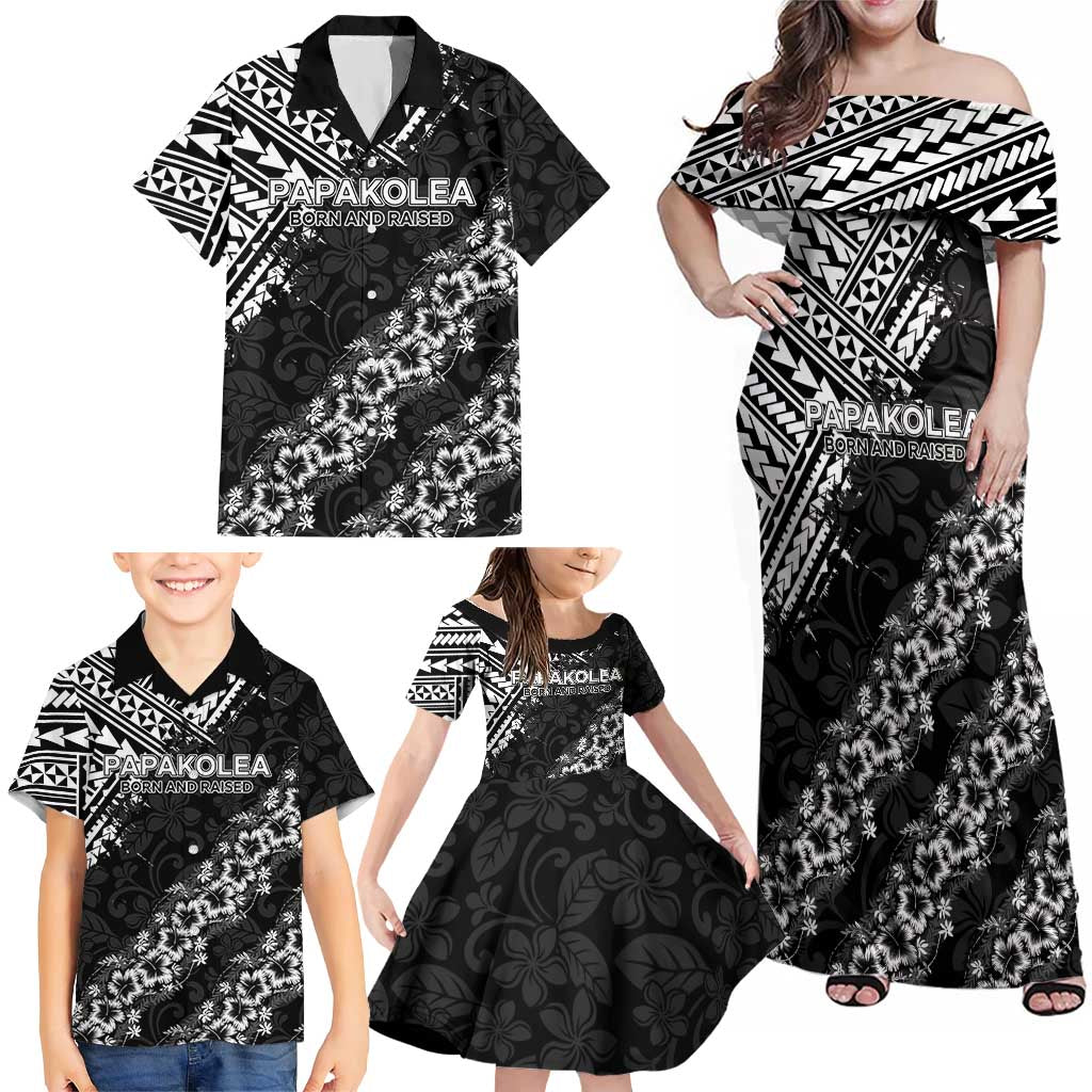 Hawaii Papakolea Born And Raised Family Matching Off Shoulder Maxi Dress and Hawaiian Shirt Hawaiian Tribal Pattern LT05 - Polynesian Pride