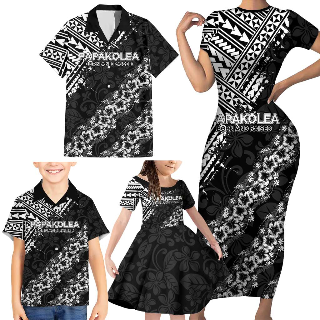 Hawaii Papakolea Born And Raised Family Matching Short Sleeve Bodycon Dress and Hawaiian Shirt Hawaiian Tribal Pattern