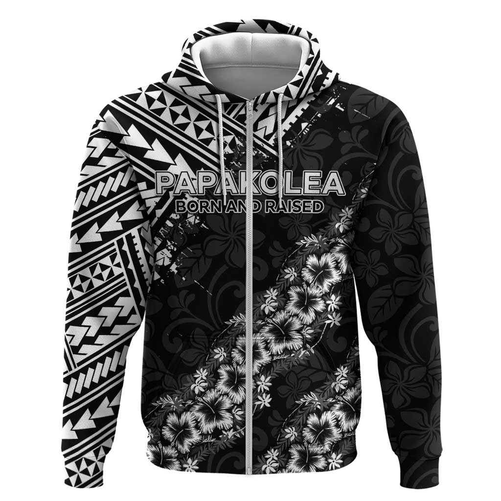 Hawaii Papakolea Born And Raised Hoodie Hawaiian Tribal Pattern LT05 Zip Hoodie Black - Polynesian Pride