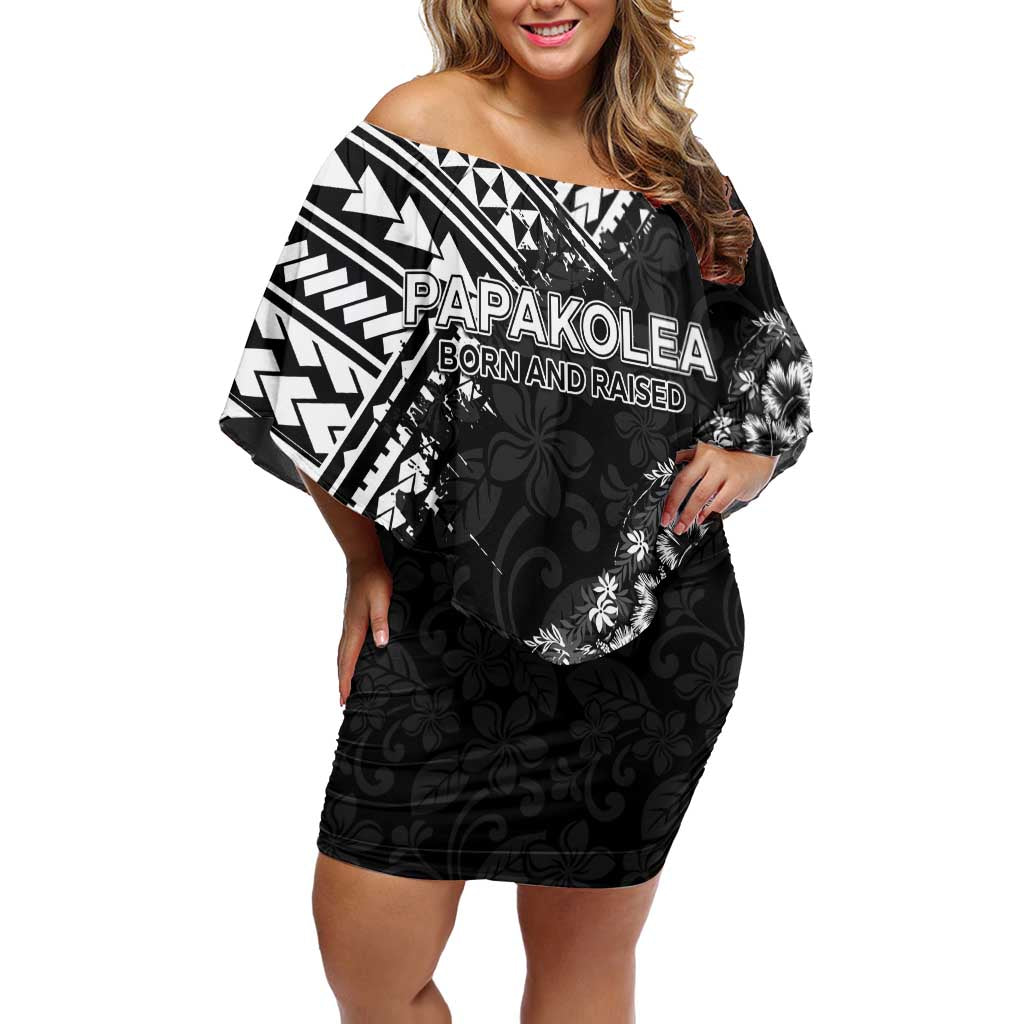 Hawaii Papakolea Born And Raised Off Shoulder Short Dress Hawaiian Tribal Pattern