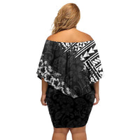 Hawaii Papakolea Born And Raised Off Shoulder Short Dress Hawaiian Tribal Pattern